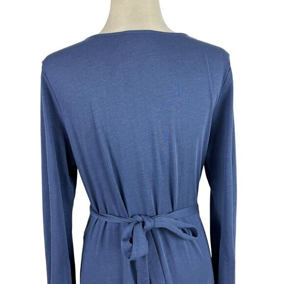 Sundance Always Right Dress Faux Wrap Womens Size L Blue Cotton Modal Midi - Picture 11 of 16